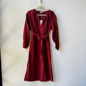 Universal Thread Deep Red Midi Cotton Gauze Summer Dress SZ XS NWT